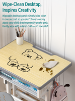 Ensemble bureau et chaise pour enfants avec barre de soutien, structure métallique et plateau à crayons, hauteur réglable pour l'école et les études