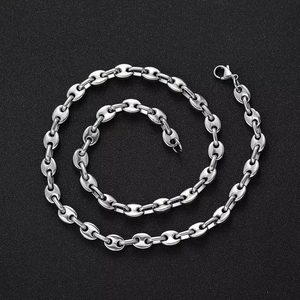 Cadena de 7 mm con diseño de nariz de cerdo, joyería hip hop con cadena de acero inoxidable, cadena cubana de grano de café, collar de moda Tanjing Lijing - Product Image 1