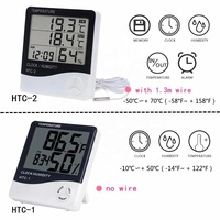 Thermomètre hygromètre numérique électronique LCD, station météo intérieure et extérieure, horloge HTC-1 HTC-2