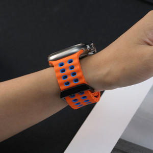 ساعة من السيليكون لساعة أبل ألترا 3 <span class=keywords><strong>2</strong></span> 49 حزام ساعة بلونين قابل للتنفس لسلسلة 11 10 46 45 من من من من من من من من نوع apple - Product Image 6