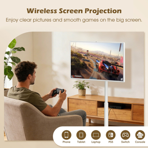Téléviseur intelligent Full HD 32 pouces pour intérieur avec système d'exploitation Android, écran tactile, prise en charge de la diffusion en direct et des animations, support réglable en hauteur - Product Image 4