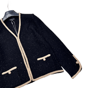 Cárdigan de Punto Brillante con Ribete en Contraste y Frente Abierto, Chaqueta de Punto con Bolsillos Diseñados para Uso Casual y Formal - Product Image 6