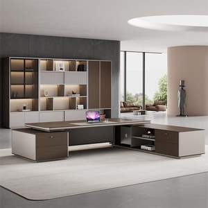 Ensemble de bureau exécutif, mobilier de bureau moderne et minimaliste, design modulaire, résistant aux taches, usage commercial - Product Image 3