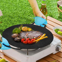 Plaque de cuisson multifonctionnelle en fonte antiadhésive à double poignée pour barbecue coréen et rôtissage en extérieur