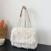 Nouveau Sac à Main en PU avec Chaîne Tendance Automne/Hiver 2026, Design Peluche, Grande Capacité et Confortable