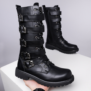 Bottes de motocross pour hommes avec boucle métallique, chaussures de moto d'extérieur à la cheville, style <span class=keywords><strong>punk</strong></span> tendance, bottes de moto épaisses pour hommes - Product Image 2