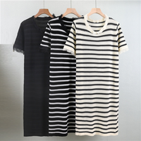 Robe décontractée en maille ample pour femme, style coréen, avec franges et bords effilochés, fente arrière, coupe droite, longueur midi, tenue de loisirs quotidienne
