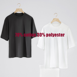 เสื้อยืดกวางโจว OEM 240 กรัม โพลีเอสเตอร์/ผ้าฝ้าย สีขาว จำนวนมาก สำหรับฤดูร้อน เสื้อยืดผู้ชาย ผ้าฝ้ายและโพลีเอสเตอร์ - Product Image 3