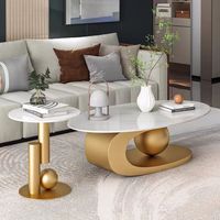 Table d'appoint légère de luxe à combinaison haute et basse de style italien Table basse ovale simple pour petite table d'appartementcenter