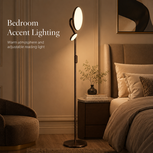 Modern LED Floor Lamp Brushed Metal Standing <b>Light</b> with Dual <b>Light</b> Head Adjustable Reading Lamp for Bedroom Living Room Hotel - Product Image 3