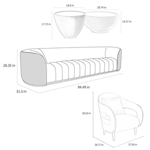 Set di Divani Dwoo in Ecopelle Color Zucca, 5 Pezzi, Lussuoso per Soggiorno, Moderno per Villa, Imbottitura in Schiuma ad Alta Resilienza, Set di Divani Extra Large - Product Image 6