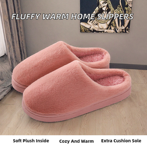 Pantuflas de Invierno para Dormitorio, con Suela Gruesa de Peluche, Cálidas y Acogedoras, para Interiores, de Color Sólido - Product Image 2