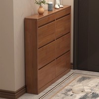 Meuble de rangement pour chaussures en bois massif ultra-fin, grande capacité, type incliné 17 cm, pour entrée et couloir
