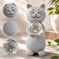 Niedliche Katzen-Gartenfigur mit Solar-Glaskugel, Dekoration für Draußen, ein Liebevolles Geschenk für Katzenliebhaber und Gartenerntäucher