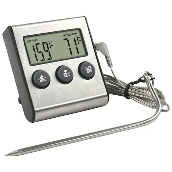 J & R kablolu fırın zamanlayıcı ile et termometresi dijital barbekü pişirme gıda izgara termometre