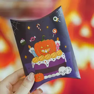 Halloween Kussenvormige Geschenkdoos Creatieve Cartoon Witte Kartonnen Grappige Snoep Chocolade Geschenkverpakking Papieren Doos