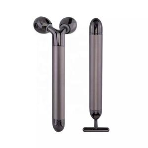 卸売2in1フェイシャルマッサージャーフェイスリフティング3DローラーT字型振動24kゴールドエナジービューティーバー - Product Image 4