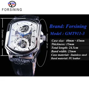 Forsining <span class=keywords><strong>Orologio</strong></span> da Uomo Meccanico Automatico Retro Classico con <span class=keywords><strong>Quadrante</strong></span> <span class=keywords><strong>Bianco</strong></span> Lancette Blu e Cassa Trasparente Marca di Lusso - Product Image 3