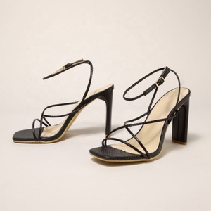 Sandales d'été polyvalentes à bout carré, ouvert, à fines brides croisées, à talons hauts, pour la barre, la <span class=keywords><strong>danse</strong></span> et l'extérieur, pour femmes - Product Image 2