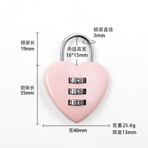 YH1245 Grand cadenas en plastique rouge en forme de cœur, grand format, cadenas en forme de cœur - Product Image 5