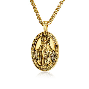 Collar de la Virgen María para hombre, colgante temático de aleación de zinc, cadena estilo hip hop urbano, cadena protectora para suéter - Product Image 5