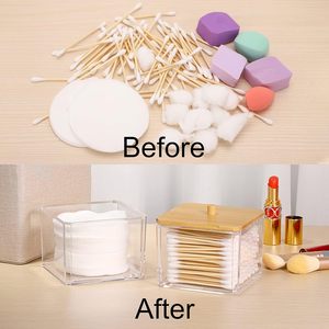 แท่นวางสำลีฝาไม้ทนทานสำหรับจัดแสดงแบบ Qtip ทำจากอะคริลิคทันสมัย - Product Image 4