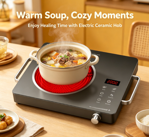 Cuisinière infrarouge à commande par bouton avec 6 fonctions, verrouillage enfant, minuterie, verre <span class=keywords><strong>de</strong></span> qualité A, puissance maximale <span class=keywords><strong>de</strong></span> 2000 W pour cuisines domestiques - Product Image 4