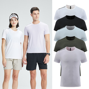 T-shirt à séchage rapide, manches courtes, unisexe, anti-humidité, pour le sport, la randonnée, la course à pied, vêtements de plein air, taille élastique fine, type combiné - Product Image 1