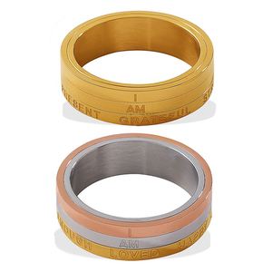 Bagues en acier inoxydable gravées pour femmes, style minimaliste, anneaux délicats superposés, bagues de phalange empilables et tendance - Product Image 5