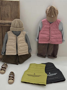 2024 usine en gros automne hiver enfants vêtements solide <span class=keywords><strong>doudoune</strong></span> <span class=keywords><strong>sans</strong></span> manches épaississement coton bébé garçon fille gilet manteau - Product Image 2