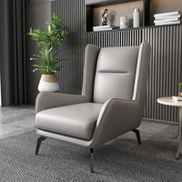 Fauteuil inclinable en cuir nordique avec pieds en métal durables, chaise longue capitonnée moderne et écologique pour salon domestique