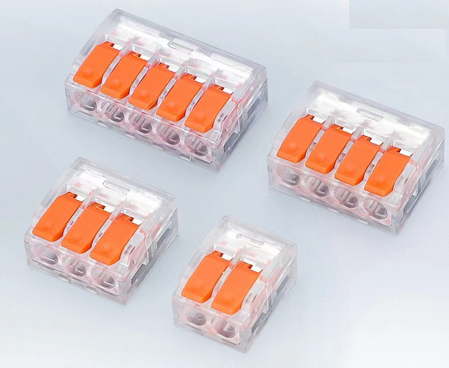 Universal Compact Conductor Terminal Block Lever Home Wire Connector, 2 3 4 5 Conductor Quick Disconnect Wire Connectors