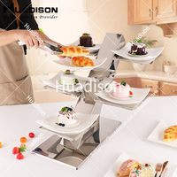 Huadison – plateau de buffet en métal, en acier inoxydable, présentoir de restauration à trois niveaux, support de gâteau de mariage, vente en gros