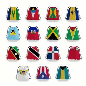 Waterproof Polyester Fashion Unisex National Flag Team Football Fans <b>Drawstring</b> <b>Backpack</b> for Soccer Italy Jamaica - Product Image 3