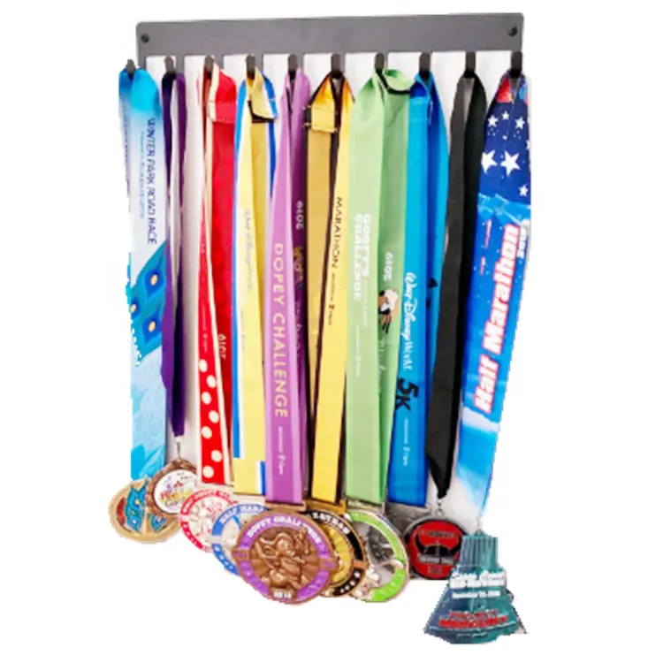 RUIMEI Metal Display Stand for Medals 14.5 inch Medal Holder Rack & Ribbon Display with 10 Hooks