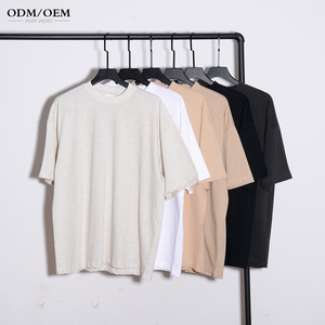 Camisetas de Cuello Alto, Manga Corta, Cuello Acanalado, 230G, 100% Algodón, Camisetas Lisas para Hombre - Product Image 2