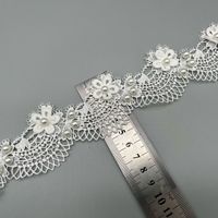 Polyester Soluble Dans L'eau Moelleux Fleur Dentelle Ruban Exquis 3 d À La Main Perlé Perle Dentelle Garniture Code à barres pour Enfants Robe De Mariée