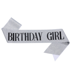 Logo personalizzato di fabbrica stampato sposa per essere felice compleanno ragazza concorso nastro di raso fascia per la festa - Product Image 3