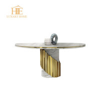 Table à manger rectangulaire de luxe moderne, plateau en marbre, ensemble de table à manger pour villa