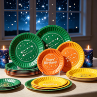 Assiettes en papier jetables imprimées écologiques de 7/9 pouces, compostables, pour la décoration de fêtes, vente en gros