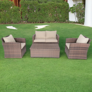 Vente directe d'usine et vente en gros d'ensemble de 4 meubles de patio de luxe meubles de jardin canapé en <span class=keywords><strong>rotin</strong></span> d'extérieur - Product Image 3