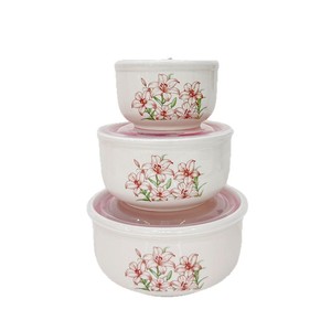 Gốm Bền Vững Bát Gạo Tươi Giữ Ba-Mảnh Đặt Nhà Bếp Hộp Quà Tặng Với Logo Chế Biến - Product Image 2