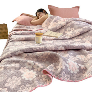 Venta caliente 100% algodón puro siesta nueva oficina siesta chal decorativo manta ecológica cubierta de sofá de hilo de tres capas bordada - Product Image 1