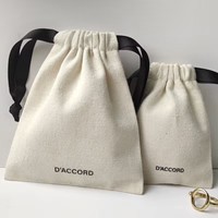 Sac de rangement pour bijoux en coton satiné avec cordon de serrage, impression personnalisée du logo, prix de gros usine, pochette en lin pour bijoux
