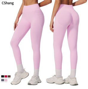Leggings Deportivos de Cintura Alta para <span class=keywords><strong>Mujer</strong></span>, con Logotipo Personalizado, Transpirables, Sin Costura Delantera, Efecto Levanta Glúteos, para Yoga - Product Image 1