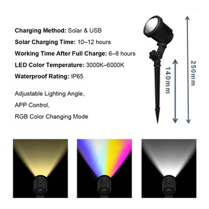 Lámpara Solar para Jardín con Control por Aplicación, Inalámbrica, Cambio <span class=keywords><strong>de</strong></span> Color, IP65, Resistente, para Patio, Acera, Valla, Súper Brillante - Product Image 2