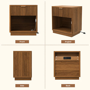 Table de Chevet Moderne Écologique en Bois avec Capteur LED, Ports USB, Prises CA, Lumière RGB, Mode Musique et Fonction Minuterie pour Appartement et Salle à Manger - Product Image 5