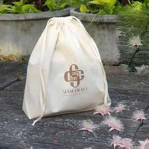 Promotional Natural Color Drawstring <b>Bag</b> Large Capacity Cotton Pouch <b>Bag</b> Eco Cotton Drawstring Pouch With Double <b>Strings</b> - Product Image 1