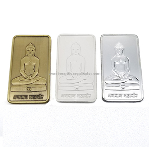 Lingot métallique rectangulaire écologique avec logo Bouddha indien personnalisé WD, 1 once, bronze bouddhiste, cuivre plaqué argent - Product Image 3