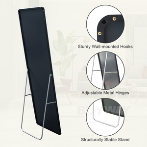 Bedroom Full Length <strong>Floor</strong> <strong>Mirror</strong> Hanging or Leaning Against Wall, Aluminum Alloy Framed Full Body Dressing <strong>Mirror</strong> with <strong>Stand</strong> - Product Image 5